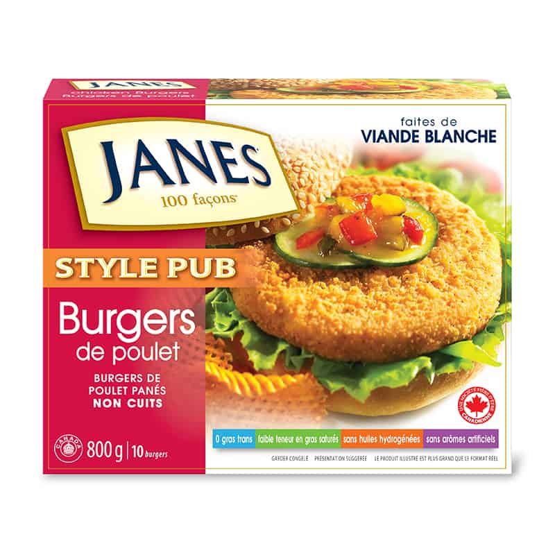 Hamburgers au poulet de style pub