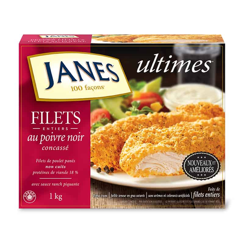 Filets de poulet panés <span>ultimes</span> au poivre noir concassé