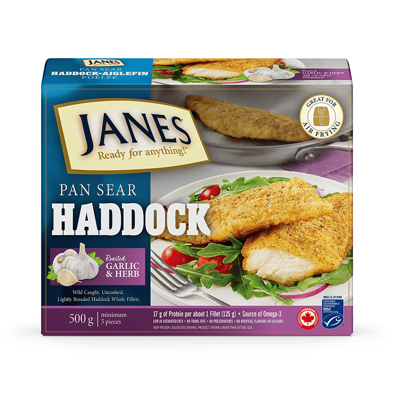 Lightly Dusted Haddock – Roasted Garlic & Herb