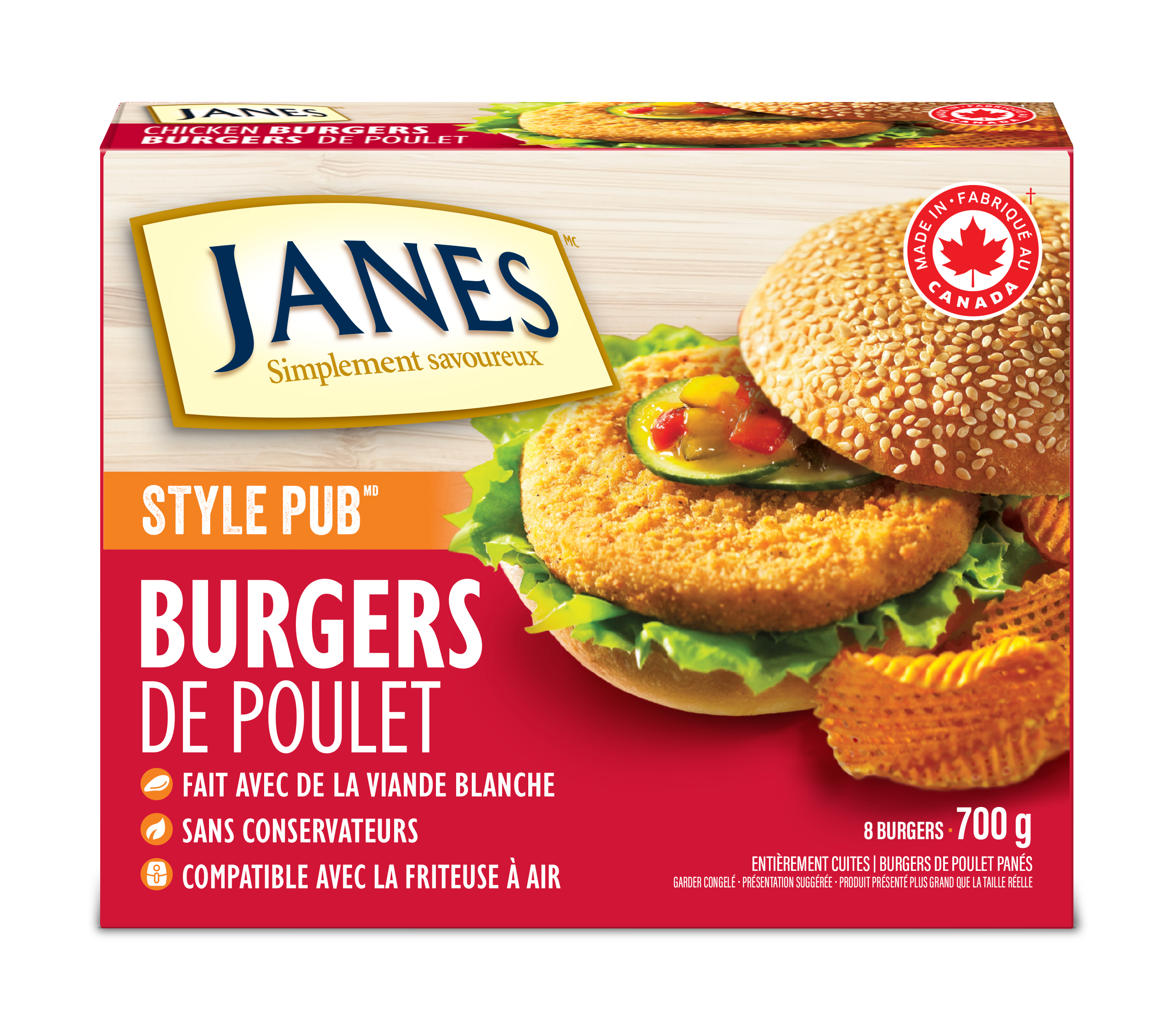 Hamburgers au poulet de style pub