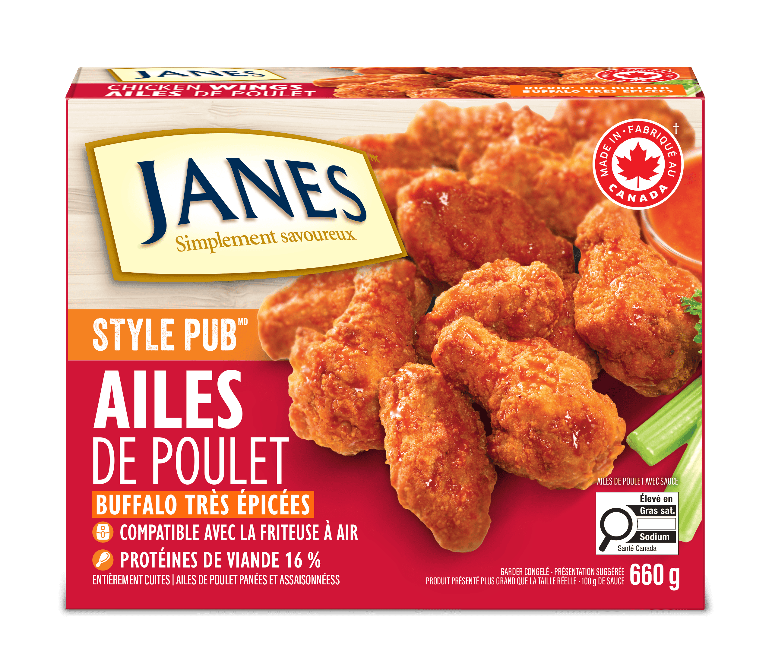 Ailes de poulet buffalo de style pub