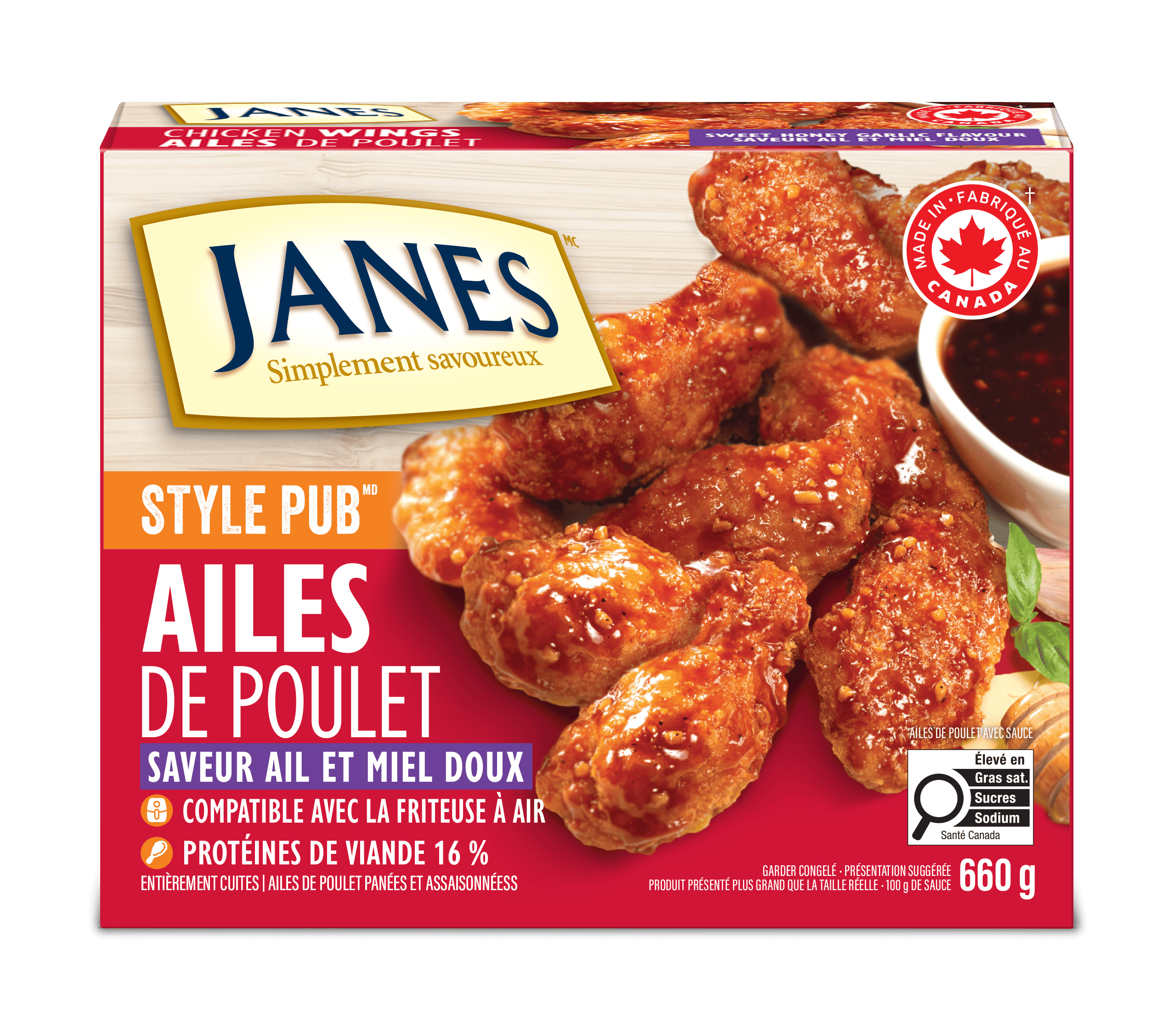 Ailes de poulet miel et ail style pub