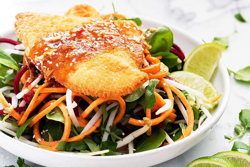 Sole panko et salade d’inspiration thaïlandaise